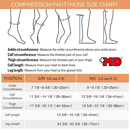 +MD + Medias de compresión 15-20mmHg para mujer Medias de compresión con puntera abierta Para invierno BorgoñaM/L