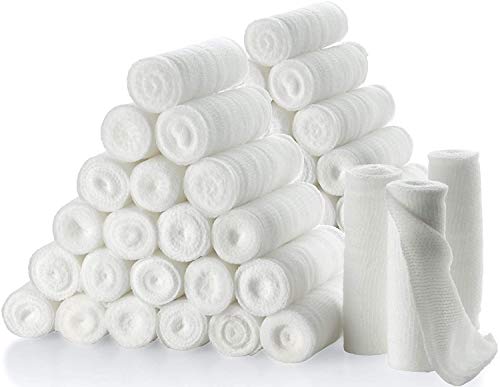 MEDca Rollos de Vendas de Gasa - Paquete o 48, 4" x 4.1 Yardas por Rollo de Vendas de Gasa de Grado médico y Envoltura de Vendas elásticas para vendar Todo Tipo de heridas