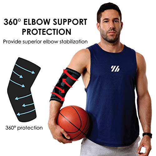 MEDGUARD Codera para hombres y mujeres, manga de compresión perfecta para el codo de tenis, codo de golfista, levantamiento de pesas, tendinitis y alivio del dolor en las articulaciones (S)