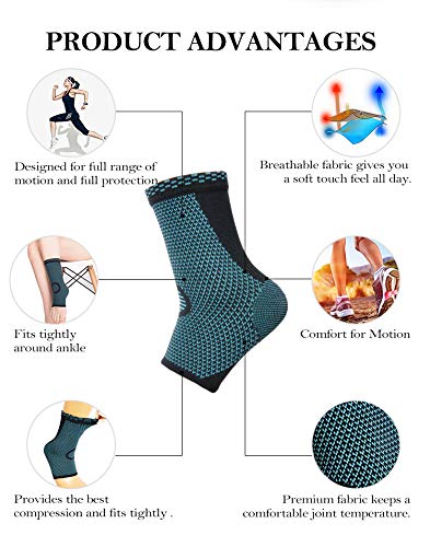 MEDGUARD Tobillera de compresión transpirable para hombre y mujer, alivia el dolor, ideal para esguinces de tobillo, tendón de Aquiles, deportes, correr y actividades diarias (M)