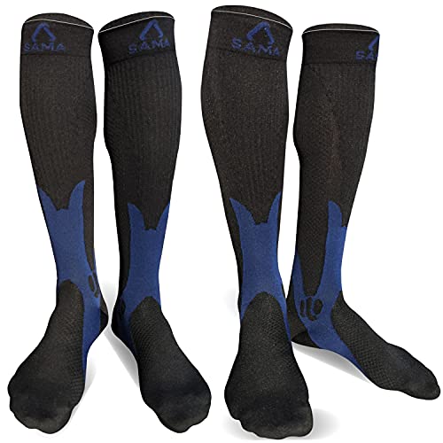 Medias de Compresión Mujer y Hombre, Clase 2 – 2 Pares de Calcetines de Compresión Mujer – Ideal para Vuelos, Deportes, Circulación Sanguínea – Calcetines Compresivos Enfermera y Embarazada