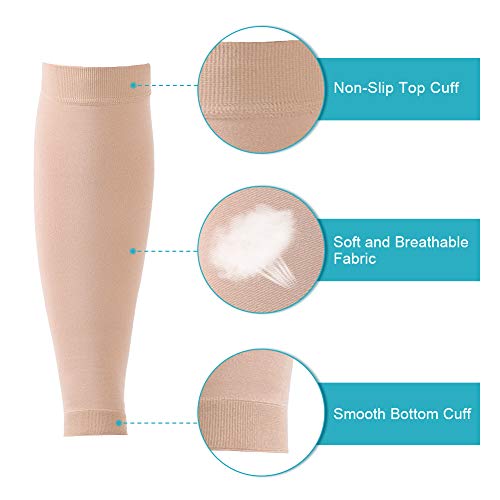 Medias de Compresión para Mujeres Hombres, 20-30 mmHg Calcetines de Compresión Cortas, Punta Abierta, Medias Compresión Fuerte para Venas Varicosas, Edema, Embarazo, Mejora la Circulación (Beige, XL)