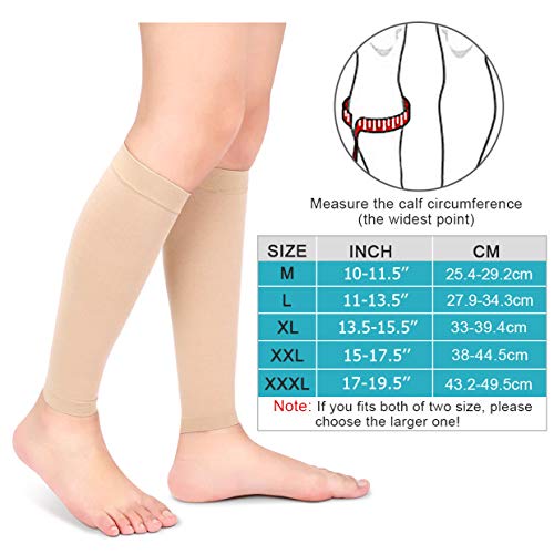 Medias de Compresión para Mujeres Hombres, 20-30 mmHg Calcetines de Compresión Cortas, Punta Abierta, Medias Compresión Fuerte para Venas Varicosas, Edema, Embarazo, Mejora la Circulación (Beige, XL)