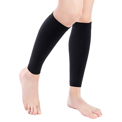 Medias de Compresión para Mujeres y Hombres, 20-30 mmHg Calcetines de Compresión Cortas, Punta Abierta, Medias Compresión Fuerte para Venas Varicosas, Edema, Embarazo, Mejora la Circulación (Black, M)