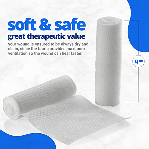 MEDICA - Vendaje elástico con gasa médica Rollo de cinta Usado para el cuidado de las heridas Dressing 12 Pack 4"x 4 yardas