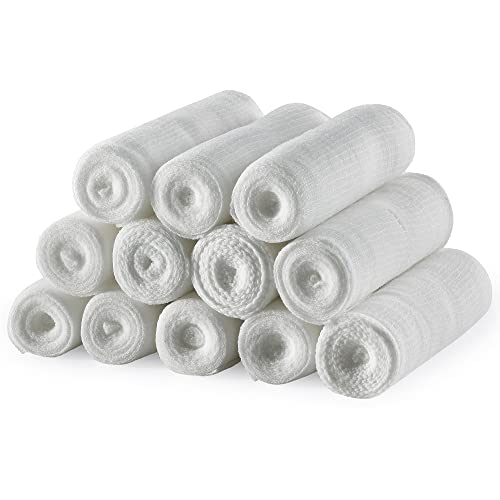 MEDICA - Vendaje elástico con gasa médica Rollo de cinta Usado para el cuidado de las heridas Dressing 12 Pack 4"x 4 yardas