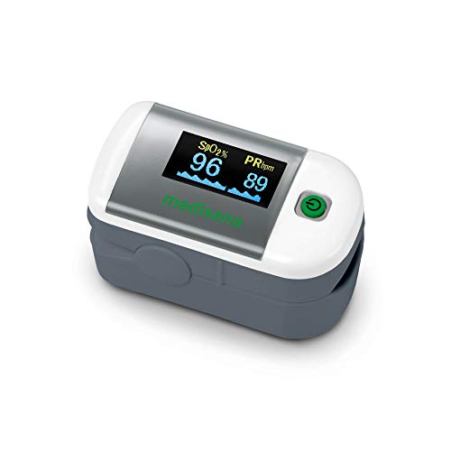 Medisana PM 100 Oxímetro de pulso, medición de la saturación de oxígeno en sangre, oxímetro de pulso de dedo con pantalla OLED y operación con una sola pulsación