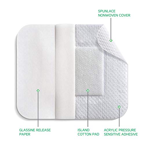 Medrull 75 Parches Autoadhesivos de Primeros Auxilios 7x6 cm Apositos Impermeables Para Heridas Tiritas con Almohadillas de Gasa Esterilizada, Tiritas Piel Sensible 7x6 cm