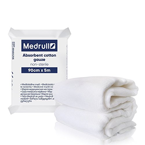 Medrull Gasa De Algodón Absorbente No-Estéril, 5 Metros Longitud X 90 Cm Anchura 100 g