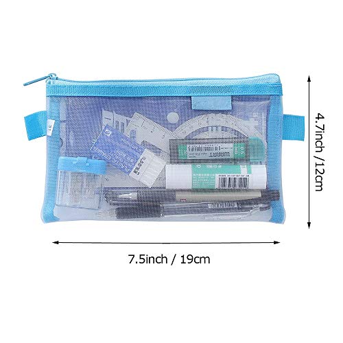 Meetory 6 Piezas Zip Mesh Zipper Pouches Caja de Lápiz Organizador Multiusos Bolsas de Almacenamiento para Viajes Suministros de Oficina de Cosméticos (6 colores)