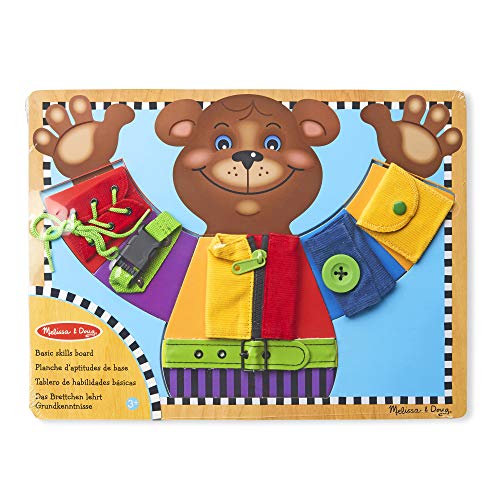 Melissa & Doug- Tablero de Madera Habilidades Básicas, Multicolor (13784)