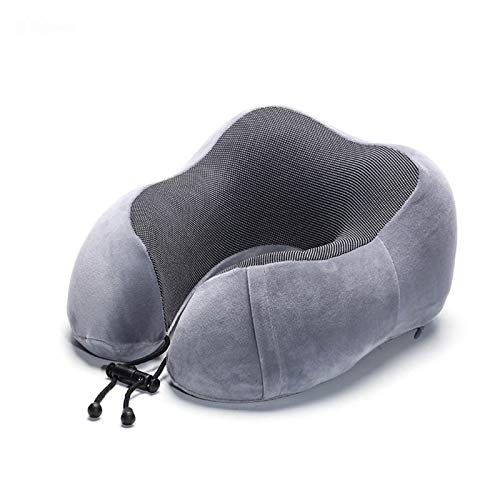 Memoria de espuma de espuma almohada suave lento repunte espacio de viaje almohada cuello sólido cervical columna vertebral (Color : Light grey, Size : 30x28x14cm)