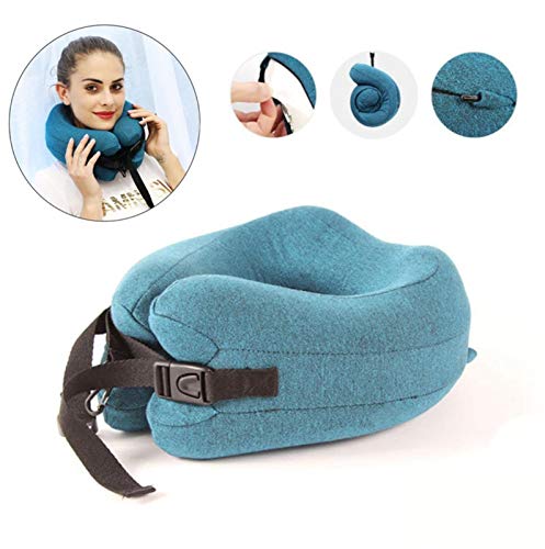 Memoria de espuma de viaje Cuello de almohada Cabeza de almohada Corbata de apoyo Aeroplano Avión Almohada Almohada de oficina Durmiente Viaje Cojín de reposacabezas (Color : Blue, Size : 40x28cm)