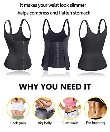 Memoryee Faja Reductora Mujer Camisetas Sauna Adelgazantes Cinturón de Entrenamiento para Mujeres Corsé/Negro/L