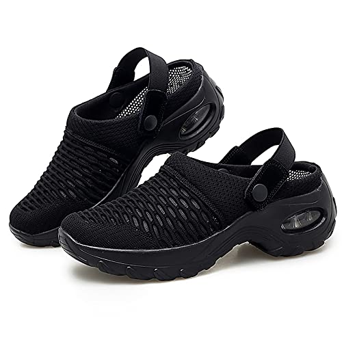 Mengyy Sandalias con Colchón De Aire, Zapatillas Ortopédicas Ligeras Y Transpirables, Zapatos para Caminar para Mujer Zapatos Sin Cordones para Mujer Ligeros Transpirables Cómodos (41,Black)