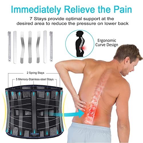 Mercase Cinto Lombar Suporte Lombar Transpirable con Placas de Soporte Reemplazables para Aliviar el Dolor Lumbar en Hombres y Mujeres, Ciática, Hernia de Disco (L)