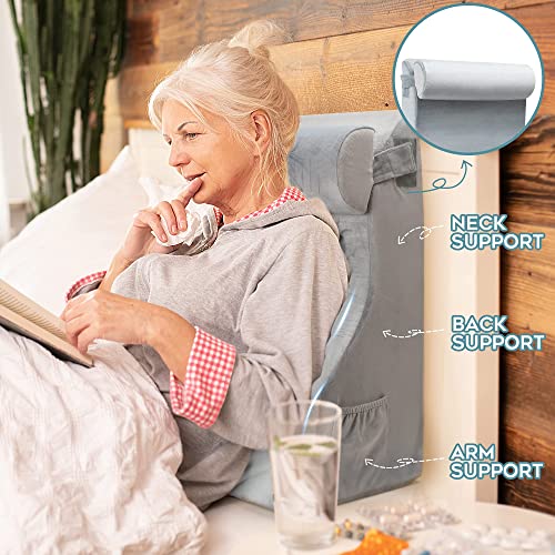 MERIDIA Cuña Antireflujo Adulto - Almohada de Lectura Viscoelástica con Cabecero y Cojín Cervical - Ideal para Leer, Trabajar o Descansar en la Cama y Evitar Dolencias Lumbares/Musculares