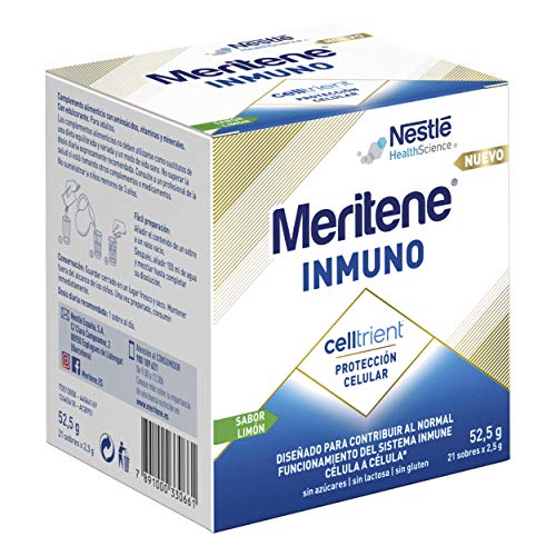 Meritene® Inmuno con Celltrient - Formato Polvo - 21 sobres de 2,5 g - Con vitaminas y minerales que ayudan al sistema inmune y a la protección celular frente al daño oxidativo.