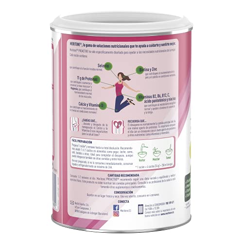 Meritene® Proactive - Formato Polvo - Neutro - 408 g - Una combinación de nutrientes para la mujer en la peri-/menopausia para ayudar a mantener el tono muscular, energía y salud ósea