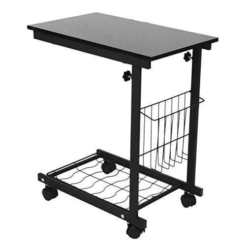 Mesa Auxiliar Móvil Ajustable, Mesita de Noche con Soporte para Computadora Portátil, Mesa Portátil Ordenador con Ruedas para Cama Sofá Hospital Enfermería Lectura Comer19.7 " x 11.8" x 23.6 "-31.5"