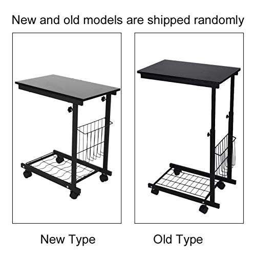 Mesa Auxiliar Móvil Ajustable, Mesita de Noche con Soporte para Computadora Portátil, Mesa Portátil Ordenador con Ruedas para Cama Sofá Hospital Enfermería Lectura Comer19.7 " x 11.8" x 23.6 "-31.5"