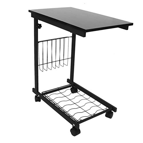 Mesa Auxiliar Móvil Ajustable, Mesita de Noche con Soporte para Computadora Portátil, Mesa Portátil Ordenador con Ruedas para Cama Sofá Hospital Enfermería Lectura Comer19.7 " x 11.8" x 23.6 "-31.5"