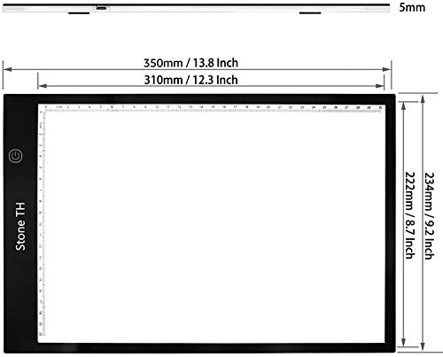 Mesa de Luz Dibujo A4, LED Tableta de Luz de Iluminación de la Caja de Alimentación Micro USB Ideal para Animacion Tatoo Dibuja