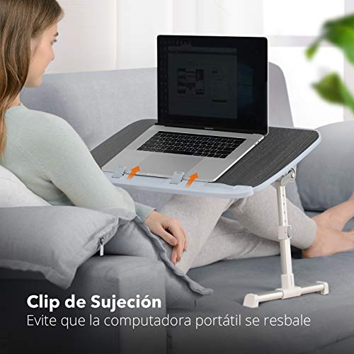 Mesita de Cama, Plegable y Regulable en Altura e inclinación, Soporte para Ordenador portátil con Patas Plegables para sofá, Cama, Oficina y picnics, etc. (Negro)