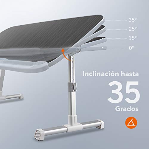 Mesita de Cama, Plegable y Regulable en Altura e inclinación, Soporte para Ordenador portátil con Patas Plegables para sofá, Cama, Oficina y picnics, etc. (Negro)