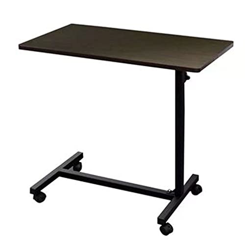 Mesita de noche médica con ruedas Mesa para computadora portátil ajustable Mesa para computadora portátil Mesa C Mesa auxiliar Mesa auxiliar Bandeja de elevación móvil portátil (ár(Color:Color madera)