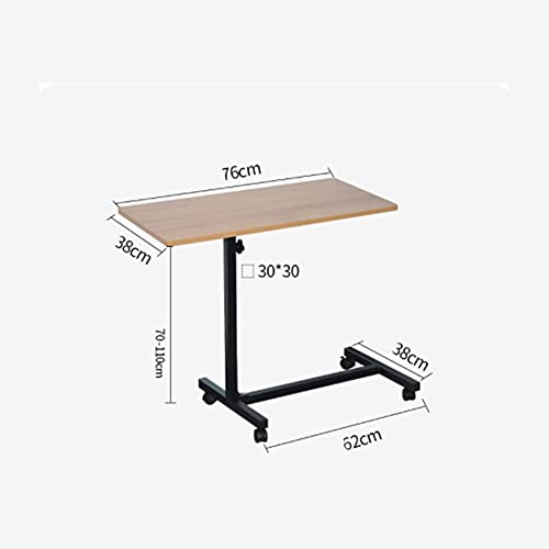 Mesita de noche médica con ruedas Mesa para computadora portátil ajustable Mesa para computadora portátil Mesa C Mesa auxiliar Mesa auxiliar Bandeja de elevación móvil portátil (ár(Color:Color madera)