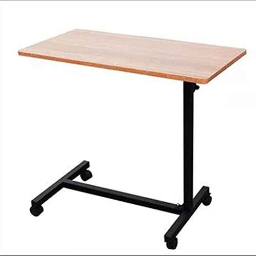 Mesita de noche médica con ruedas Mesa para computadora portátil ajustable Mesa para computadora portátil Mesa C Mesa auxiliar Mesa auxiliar Bandeja de elevación móvil portátil (ár(Color:Color madera)