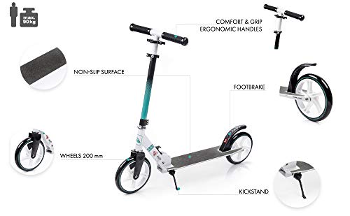 meteor Scooter Plegable Ruedas Grandes 200 mm Patinete Niños y Adultos Muy Duradera hasta 90 kg Patinete de Aluminio Urban (A.4)