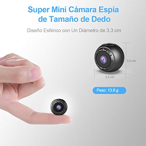 MHDYT Mini Camara Espia Oculta, 1080P HD Micro Camara Vigilancia Grabadora de Video Portátil con IR Visión Nocturna Detector de Movimiento, Camara Seguridad Pequeña Interior/Exterior para Coche,Perros