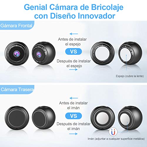 MHDYT Mini Camara Espia Oculta, 1080P HD Micro Camara Vigilancia Grabadora de Video Portátil con IR Visión Nocturna Detector de Movimiento, Camara Seguridad Pequeña Interior/Exterior para Coche,Perros