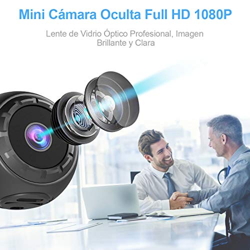 MHDYT Mini Camara Espia Oculta, 1080P HD Micro Camara Vigilancia Grabadora de Video Portátil con IR Visión Nocturna Detector de Movimiento, Camara Seguridad Pequeña Interior/Exterior para Coche,Perros