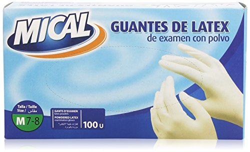 Mical - Guantes de latex de examen con polvo - talla M / 7-8, 100 piezas