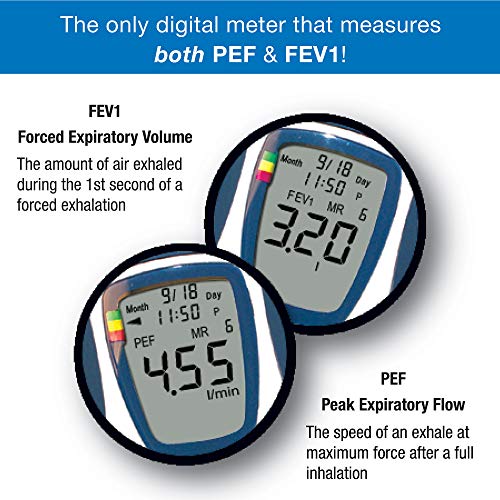 Microlife PF-100 - medidor de asma y flujo máximo | medición de flujo espiratorio (PEF) y medición de volumen espiratorio forzado (VEF1)