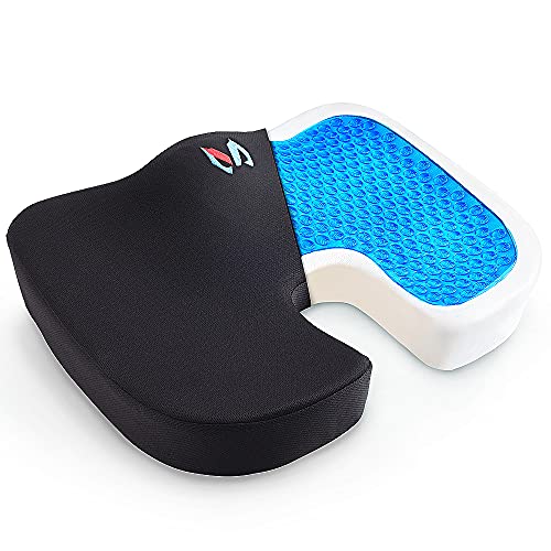 MICTUNING Cojín de Asiento con Capa de Gel, Cojín de Espuma Memoria Terapéutico Ortopédico para Sentarse Portátil para Alivio de Coxis, Espalda Inferior y Ciática de Oficina, Coche o Silla de Ruedas