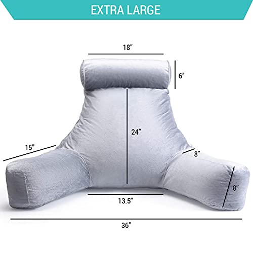 Milliard Almohada de Lectura con Espuma Viscoelástica Triturada + Extraíble Cojín Cervical Cilíndrico, Ideal como Respaldo para Leer o Jugar (Grande 61x41 cm)