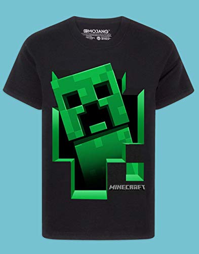 Minecraft Negro Manga Corta de la Enredadera Dentro Camiseta del Muchacho