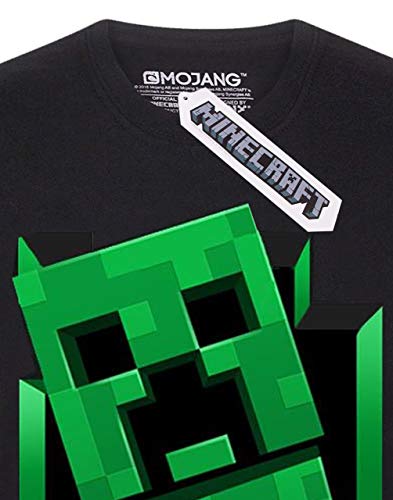 Minecraft Negro Manga Corta de la Enredadera Dentro Camiseta del Muchacho