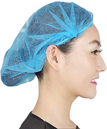 Mingjun - 100 gorros desechables no tejidos, elásticos, antipolvo, para médicos, laboratorios, enfermeras, salones de tatuajes, servicios de alimentos y hospitales