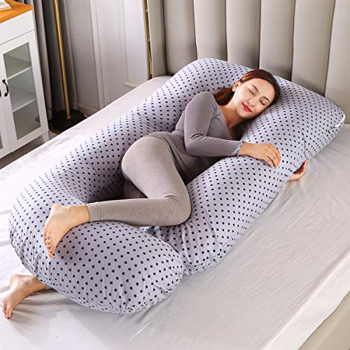 MINGPINHUIUS Almohada de Embarazo, Almohada Embarazada Dormir en Forma de J, Multifuncional Embarazo Almohada de Cuerpo Completo para Soporte de Vientre/Caderas/Piernas/Espalda, Extraíble Lavable