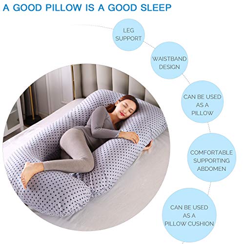 MINGPINHUIUS Almohada de Embarazo, Almohada Embarazada Dormir en Forma de J, Multifuncional Embarazo Almohada de Cuerpo Completo para Soporte de Vientre/Caderas/Piernas/Espalda, Extraíble Lavable