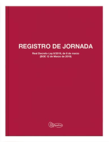 Miquelrius - Libro Registro Horario Laboral, Español, 40 Hojas, Tamaño Folio, Papel 70 g