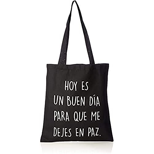 Miss MIserable Hoy es un Buen día para Que me Dejes en Paz, Tote Bag de algodón orgánico Unisex Adulto, Negro, 38 x 42 cm