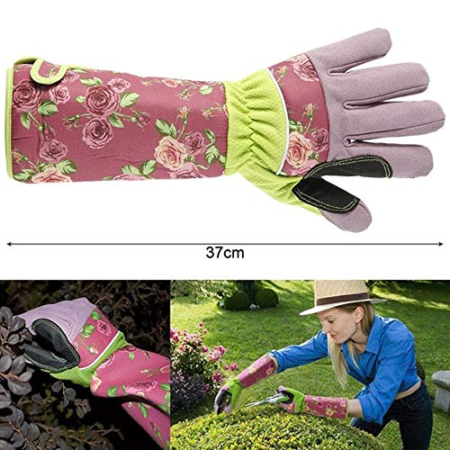 Miyabitors Thorn Guantes a Prueba de Damas Jardín guantelete con □□ Largo de Manga Larga for Las Mujeres de jardinería Armas Codo Protector (Color : Pink)