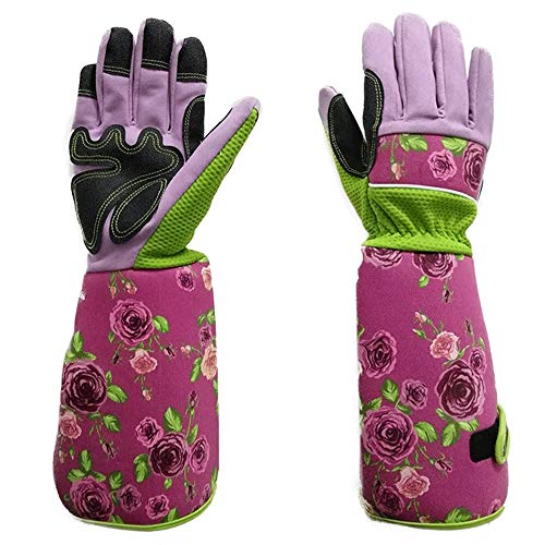 Miyabitors Thorn Guantes a Prueba de Damas Jardín guantelete con □□ Largo de Manga Larga for Las Mujeres de jardinería Armas Codo Protector (Color : Pink)