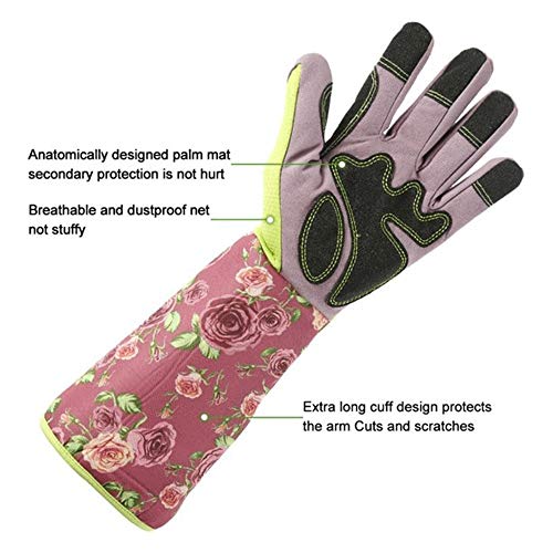 Miyabitors Thorn Guantes a Prueba de Damas Jardín guantelete con □□ Largo de Manga Larga for Las Mujeres de jardinería Armas Codo Protector (Color : Pink)